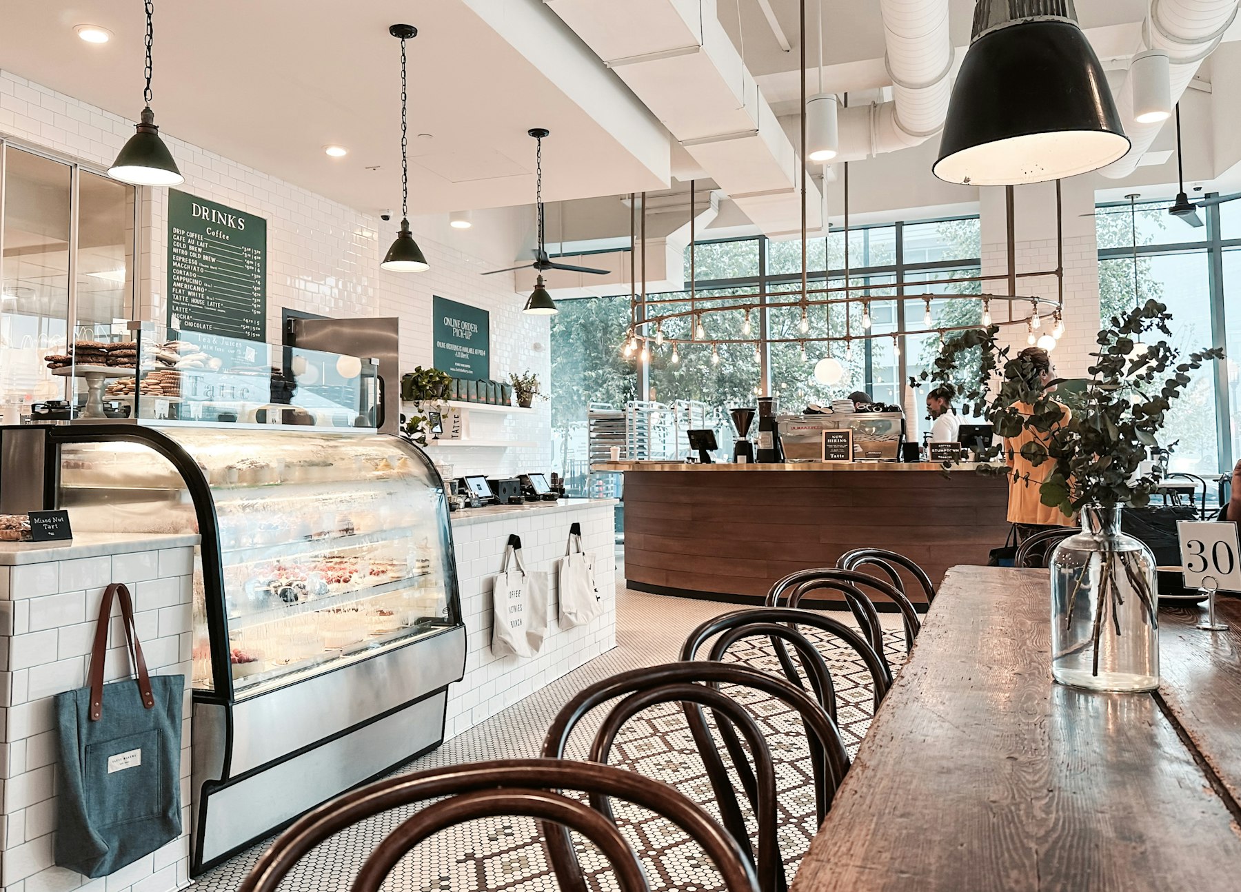 Bright bakery cafe interior