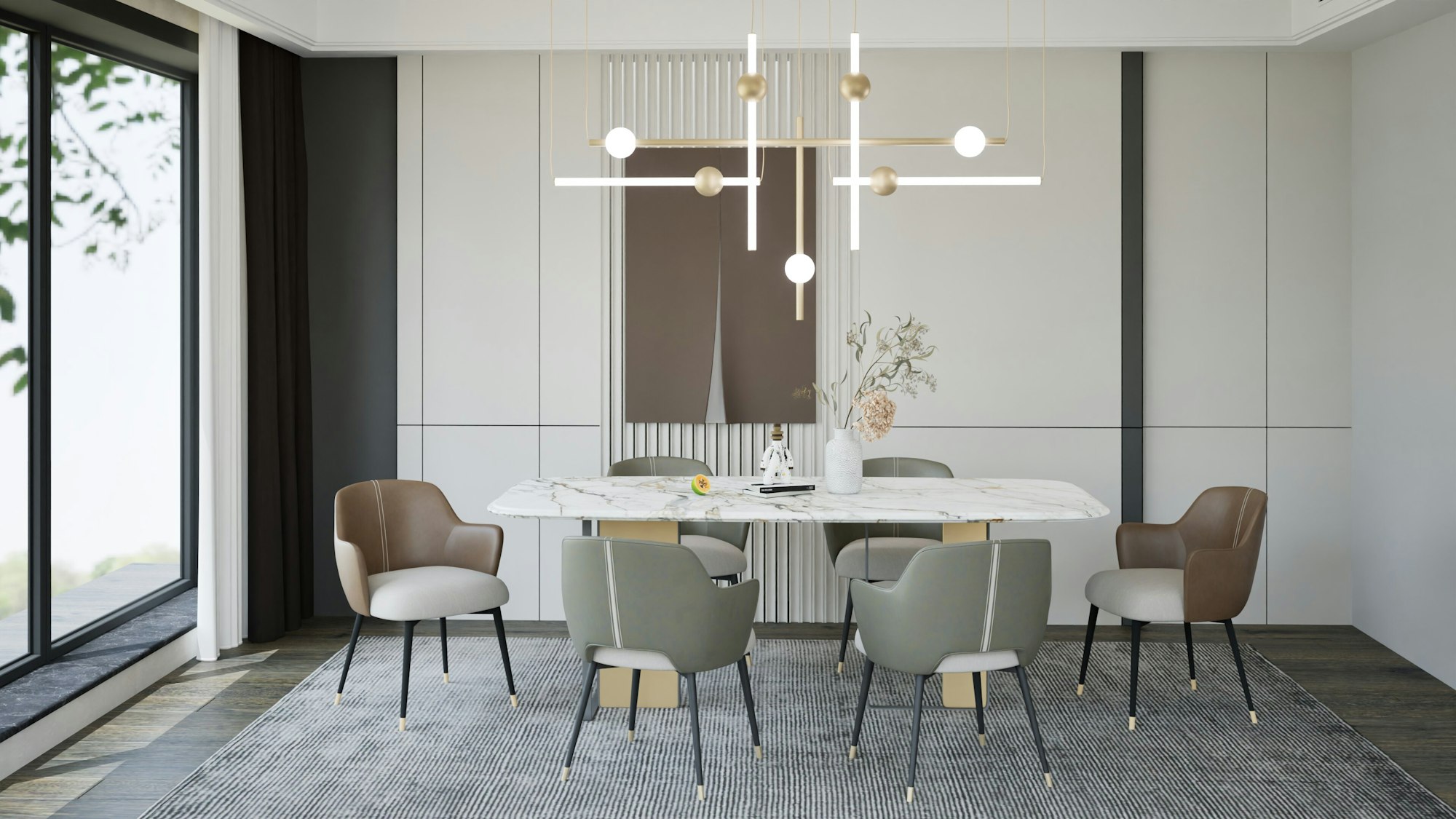 Salle à manger design avec table et chaises